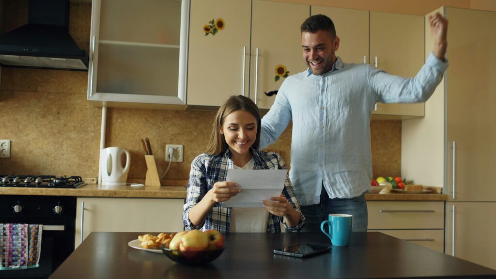 Couple happy with their energy bill