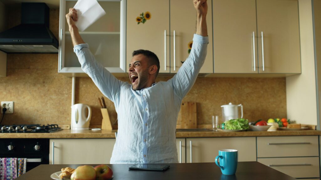 A man happy with his energy bill